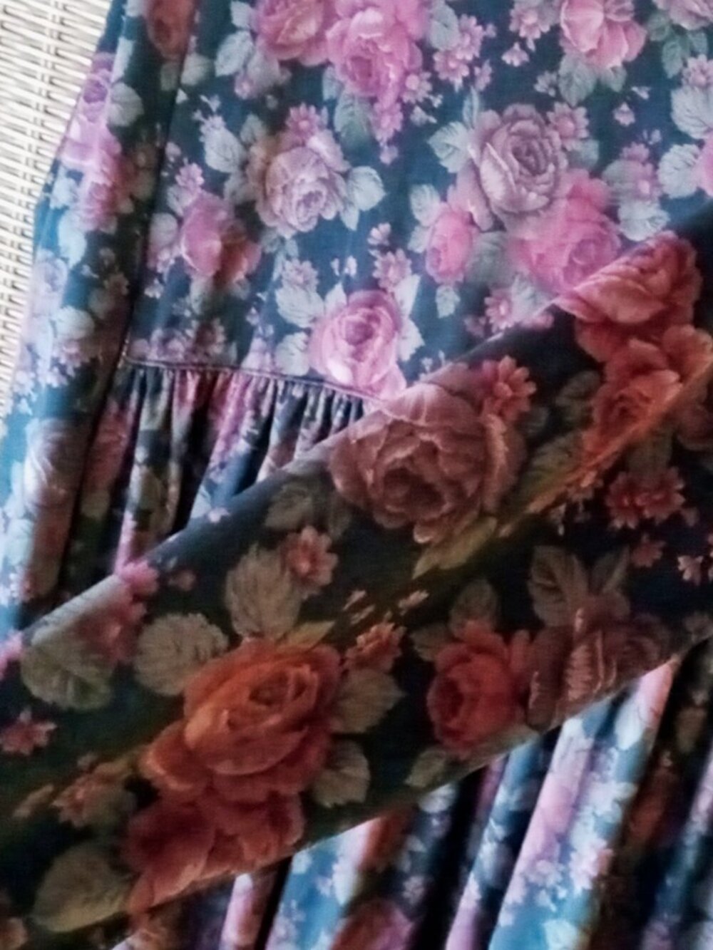 Vintage Moda INTL (Victoria's Secret) Velvet Babydoll Black Floral Tunic Dress M - Picture 8 of 13